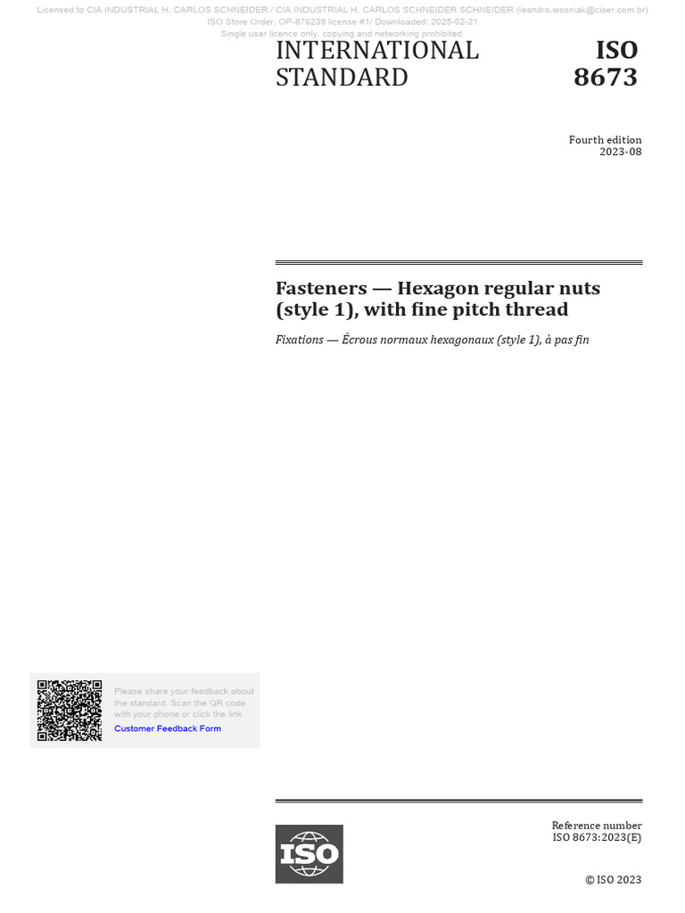 ISO 8673:2023 Hexagon Nuts Standard | PDF | Screw | Nut (Hardware)