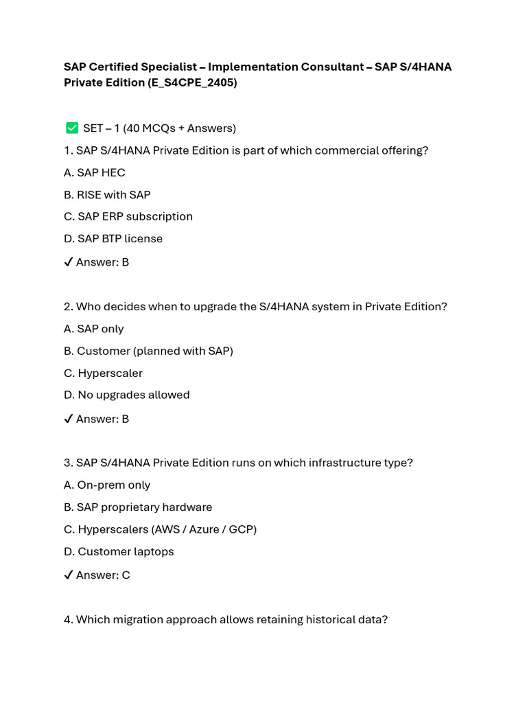 SAP S/4HANA Private Edition Exam Guide | PDF | Cloud Computing ...
