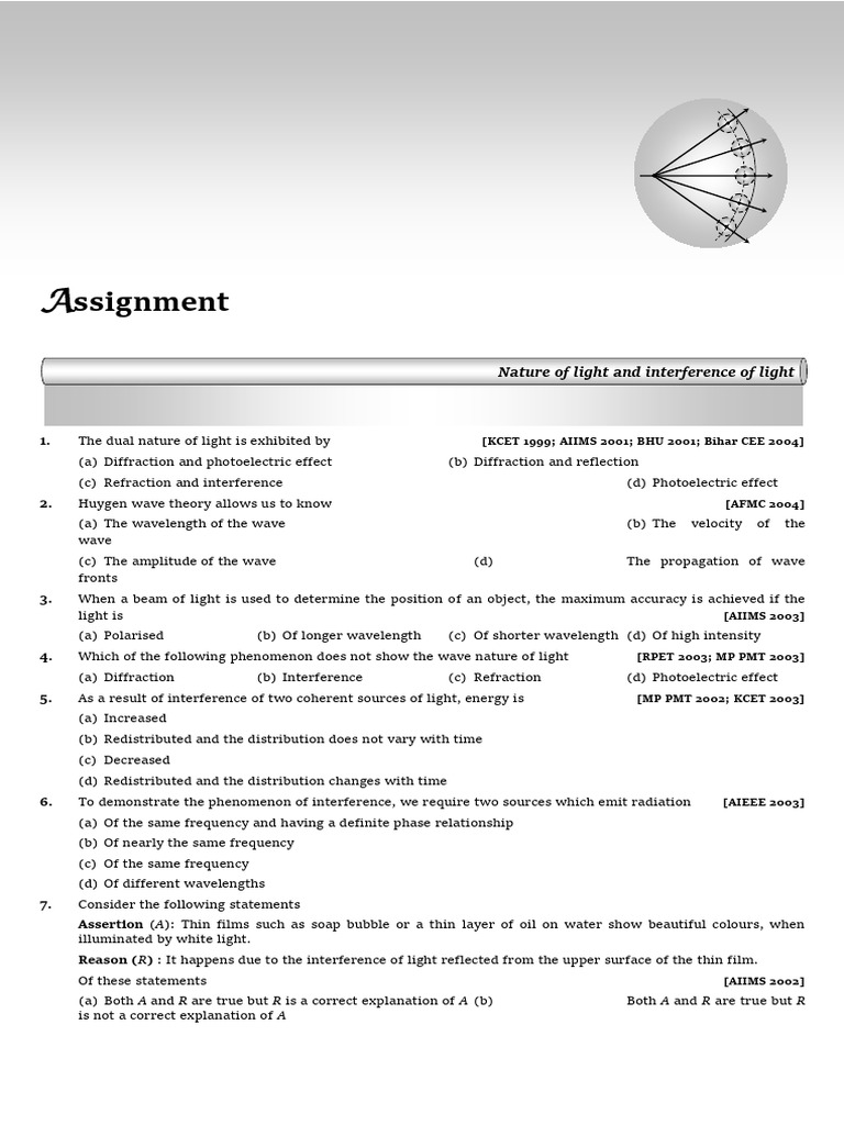 Wave Optics: Interference Concepts and Questions | PDF | Wavelength | Light