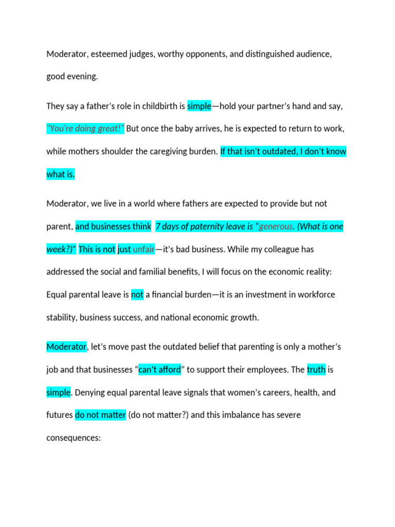 Final Debate Script 2 - Second Speaker Feb 9 2025 | PDF | Parental ...