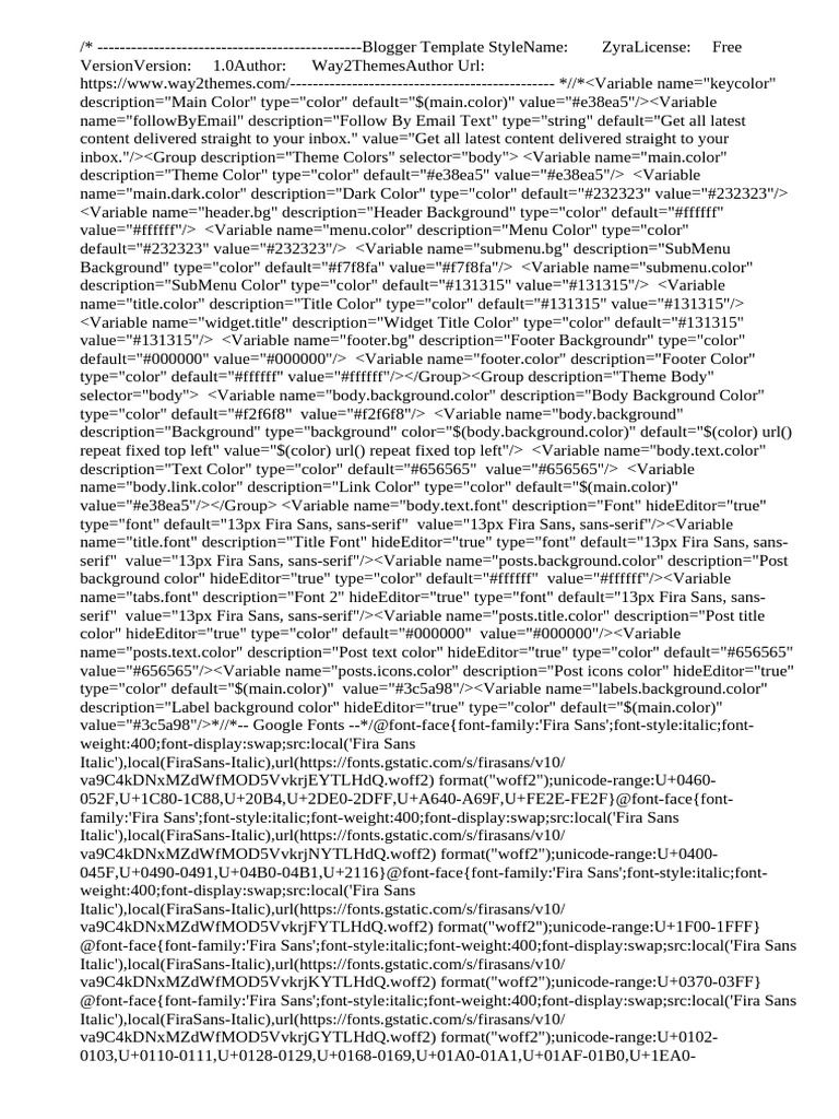 Zyra Blogger Template Overview | PDF | Typefaces | Html Element