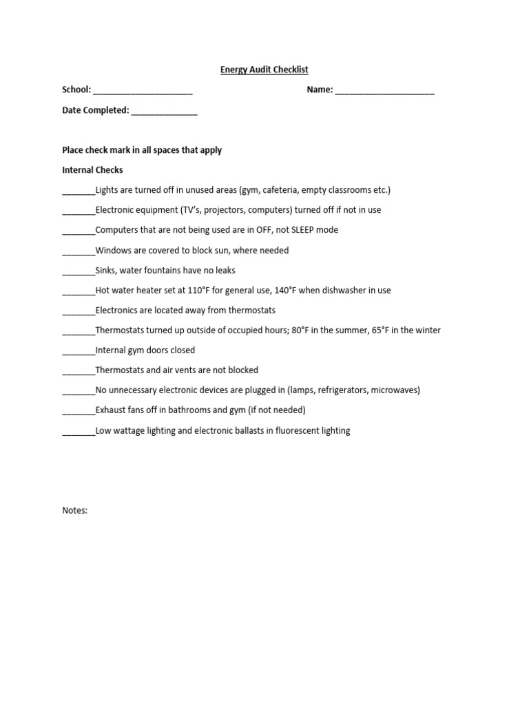 Energy Audit Checklist | PDF