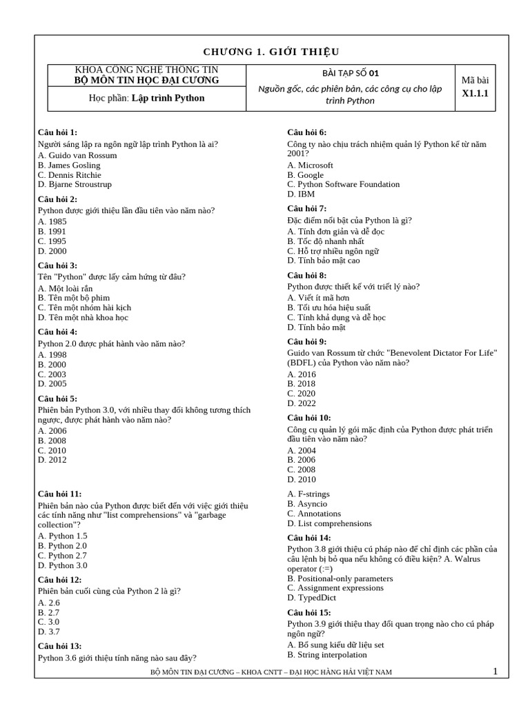 Bài Tập Python 1 | PDF