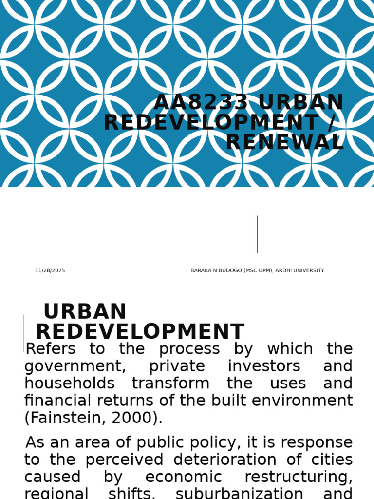 Urban redevelopment, | PDF | Urban Renewal | Redevelopment