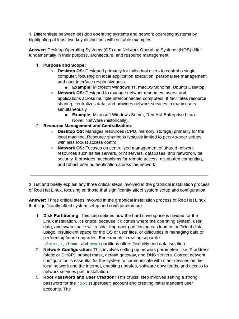 Desktop vs Network Operating Systems | PDF | File Transfer Protocol ...