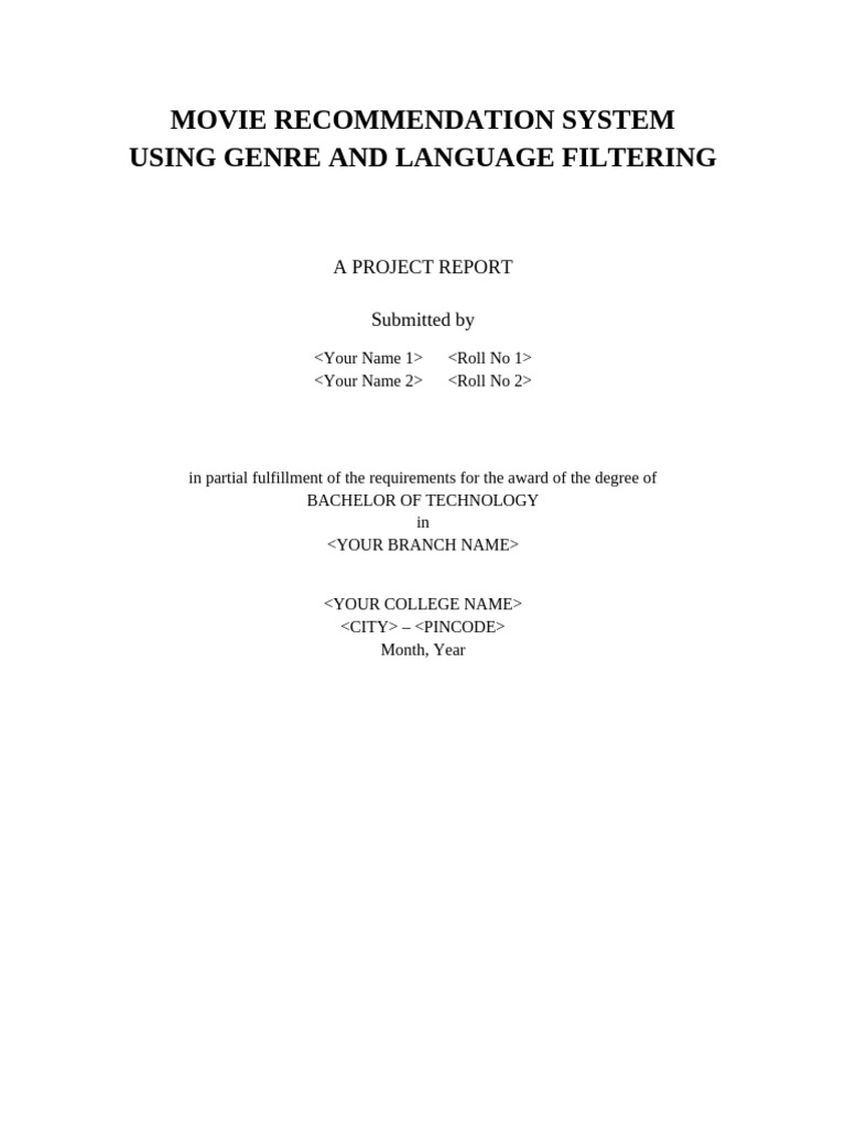 Movie Recommendation System Report | PDF | Algorithms | Usability
