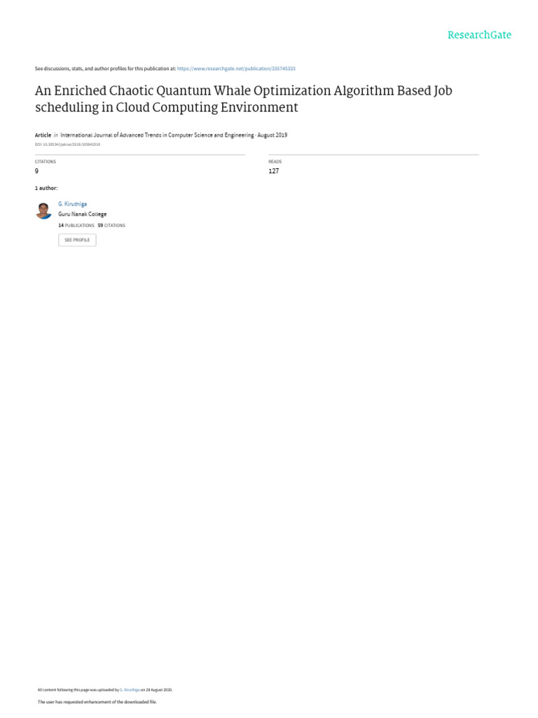 An Enriched Chaotic Quantum Whale Optimization Alg | PDF | Software As ...