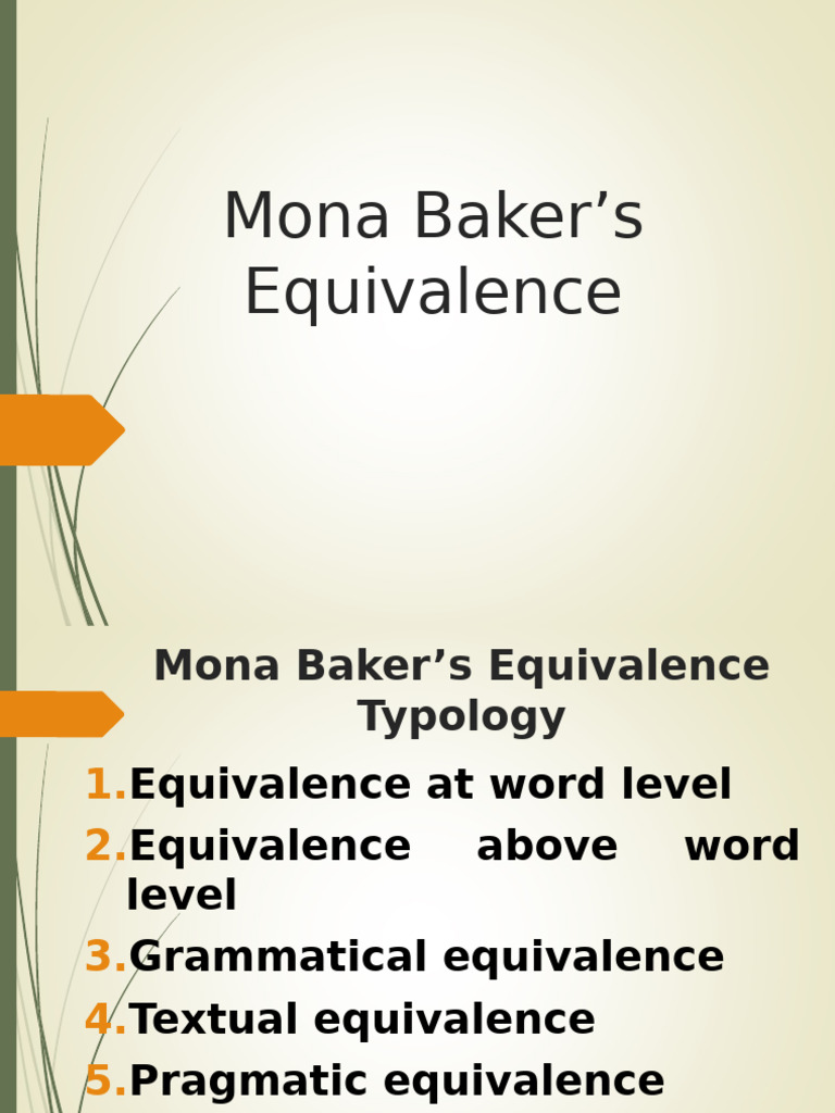 Mona Baker's Equivalence Typology Explained | PDF | Grammatical Gender ...