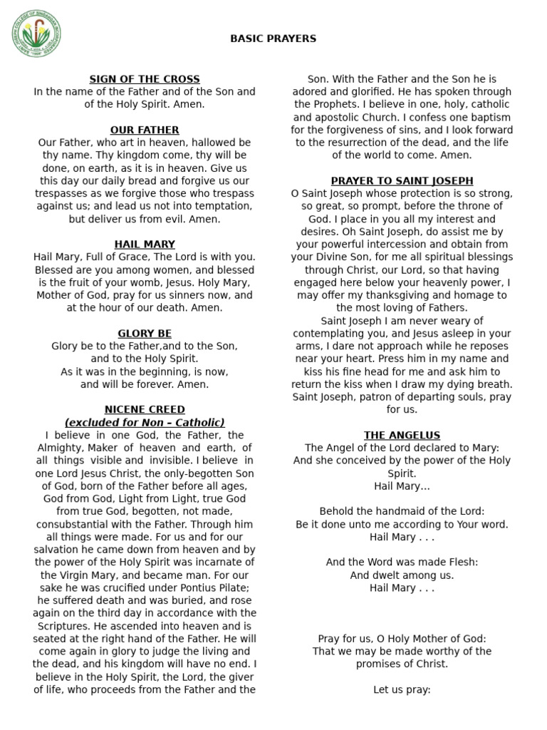Essential Catholic Prayers Guide | PDF | Lord's Prayer | God The Father