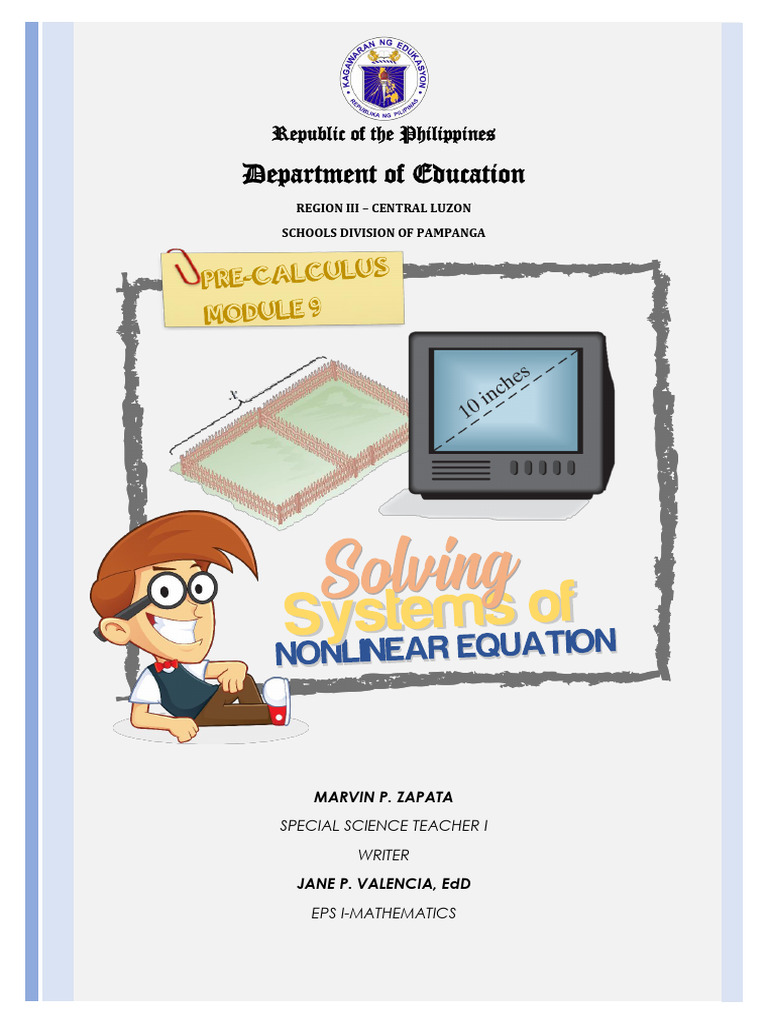 STEM Pre Calculus Module 9 Solving Systems of Nonlinear Equation PC11AG ...