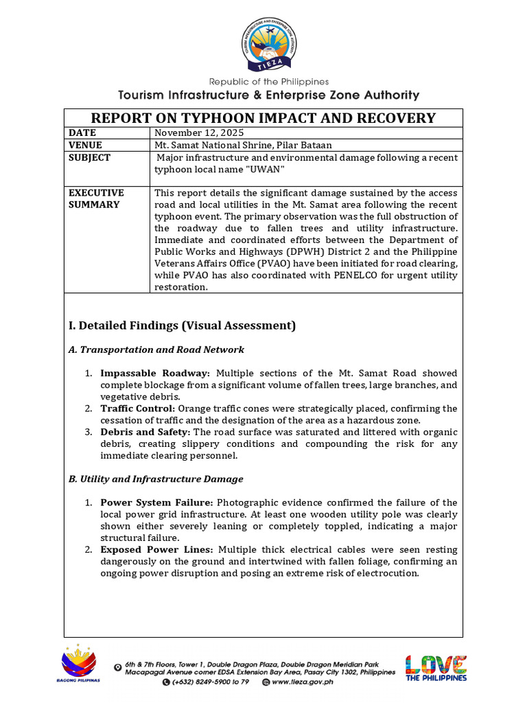 Report On Typhoon Impact and Recovery | PDF | Road | Infrastructure