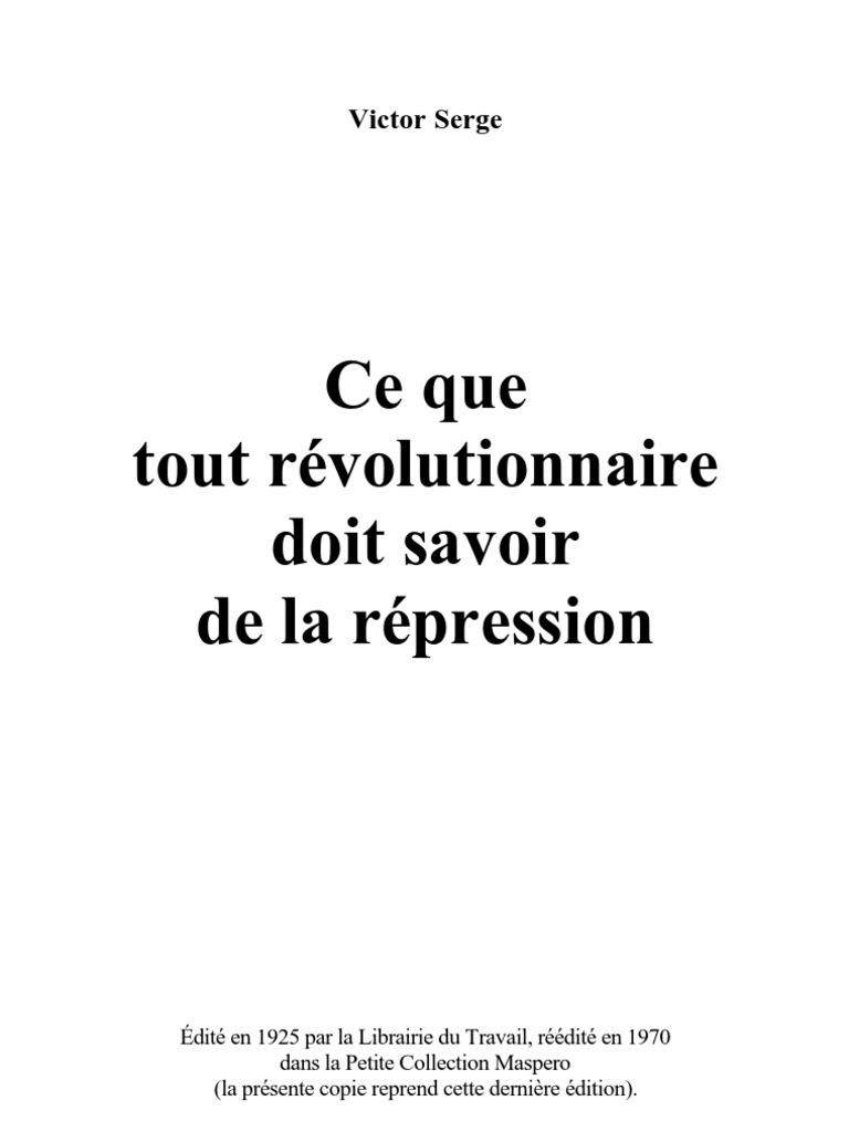 Serge Repression Révolutions Bolcheviks - 