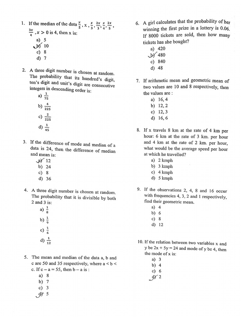 OSSC CGL 2024 Mains Mathematics Test Question Paper | PDF