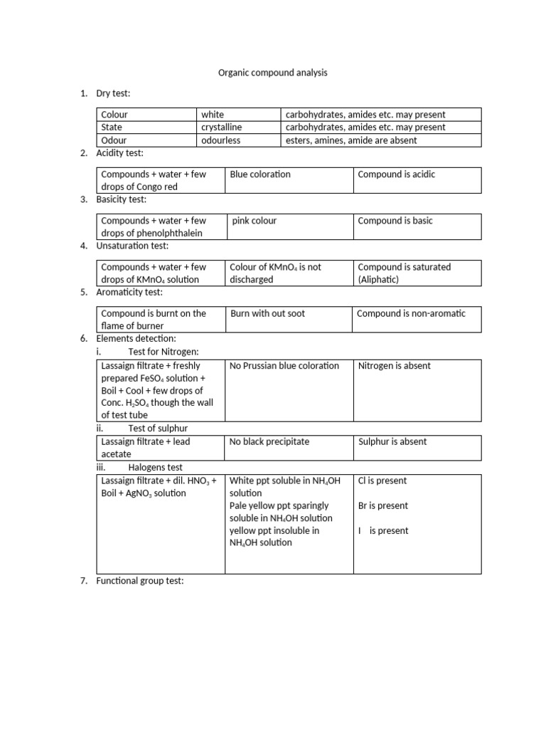 Organic Compound Analysis Techniques | PDF