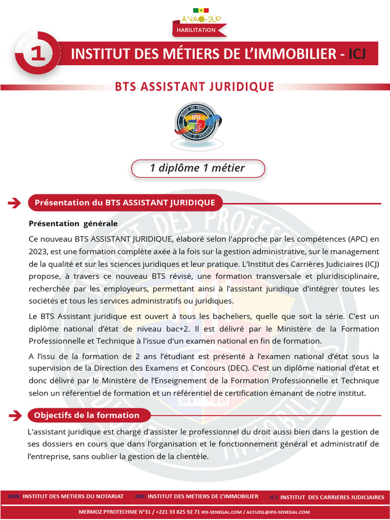 BTS Assistant Juridique : Formation 2023 | PDF | Avocat