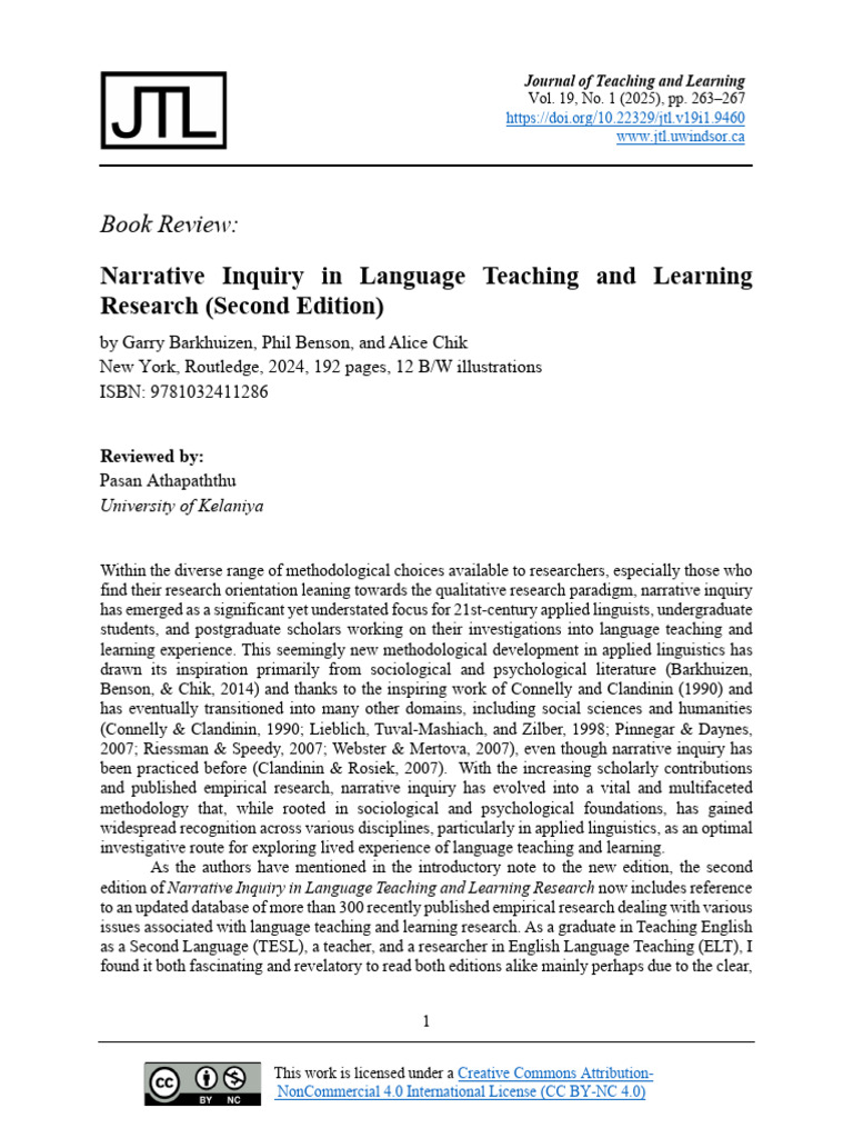 Book Review: Narrative Inquiry in ELT | PDF | Narrative | Methodology