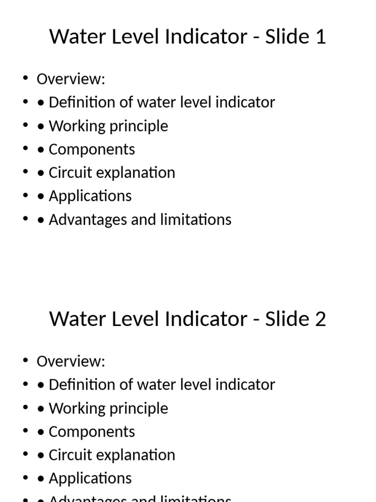 Water Level Indicator Overview and Guide | PDF