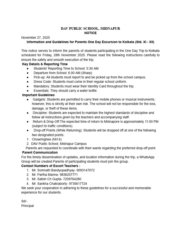 Guidelines for 1- Day Excursion | PDF