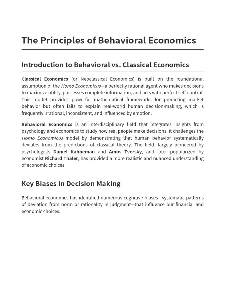 Understanding Behavioral Economics Principles | PDF | Behavioral ...