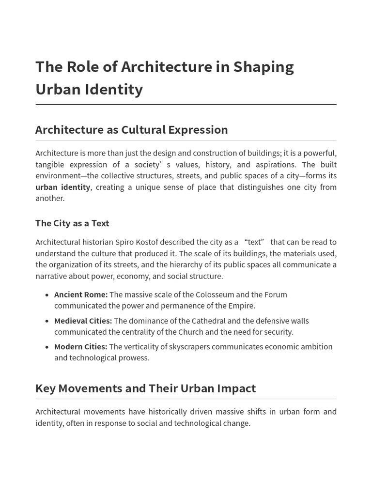 Architecture's Impact on Urban Identity | PDF | Design | Environmental ...