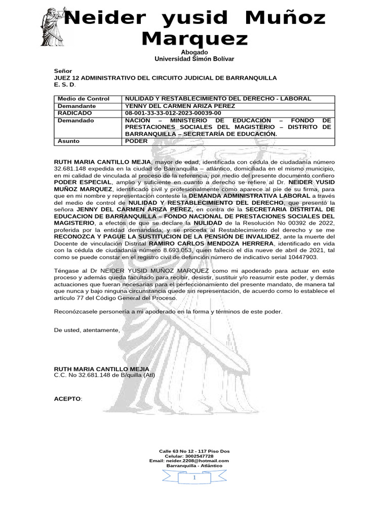 Poder Especial para Demanda Laboral | PDF | Justicia | Crimen y violencia