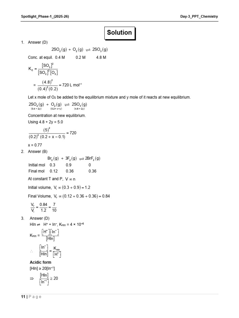 Chemistry Equilibrium Calculations Guide | PDF | Acid | Acid ...
