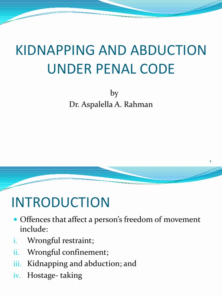 Kidnapping And Abduction Pdf Kidnapping Legal Guardian