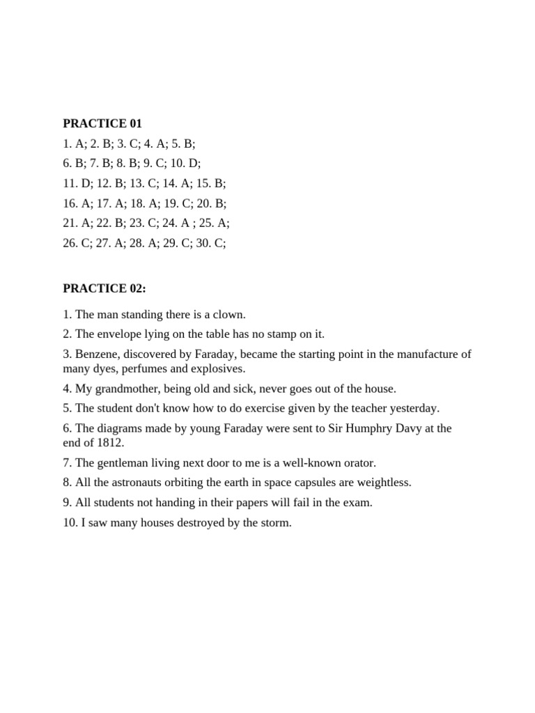 Trans - Practice 01 + 02 - MDQH | PDF