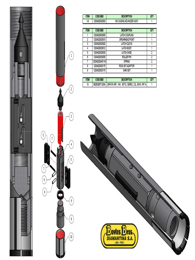 NW Casing Advancer Assembly Parts List | PDF