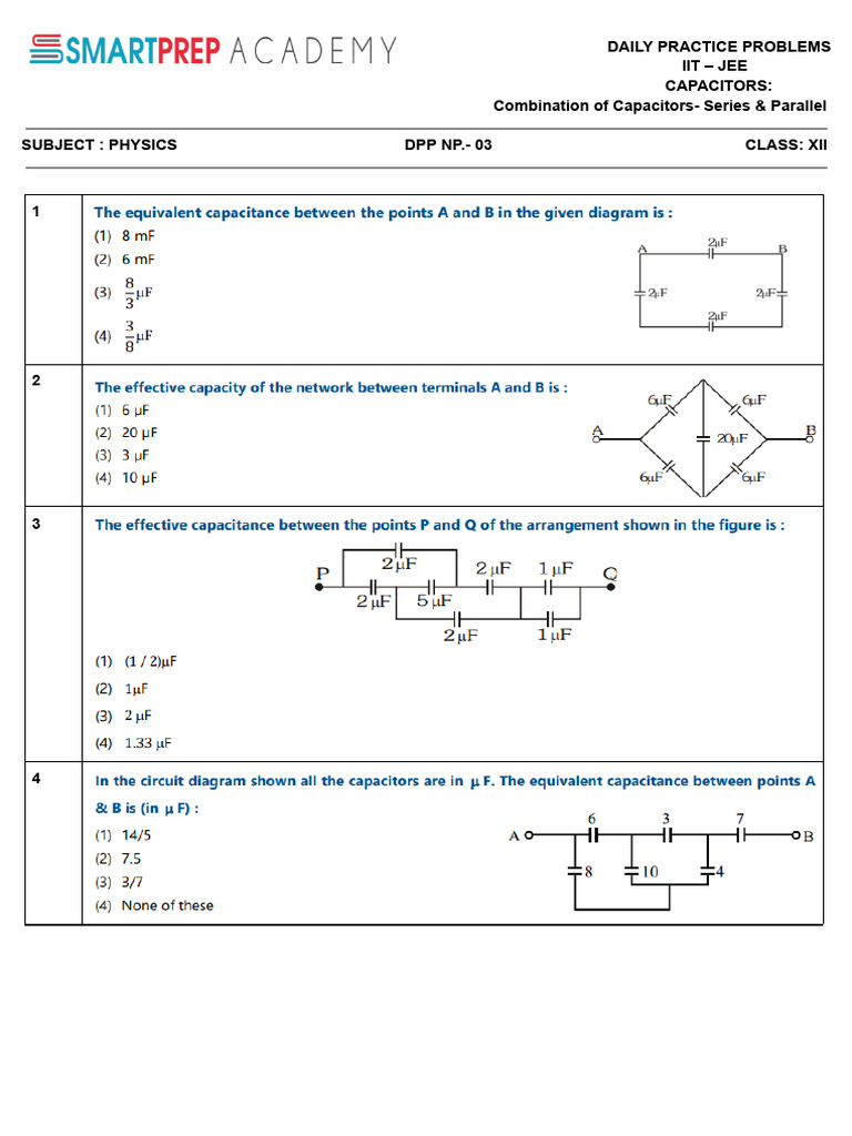 Capacitors Practice Problems for IIT-JEE | PDF