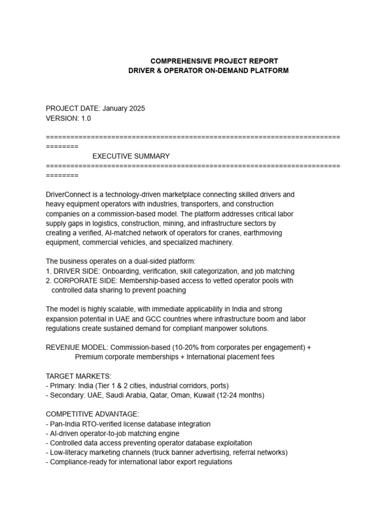 Driver & Operator On-Demand Platform | PDF | Truck | Loader (Equipment)