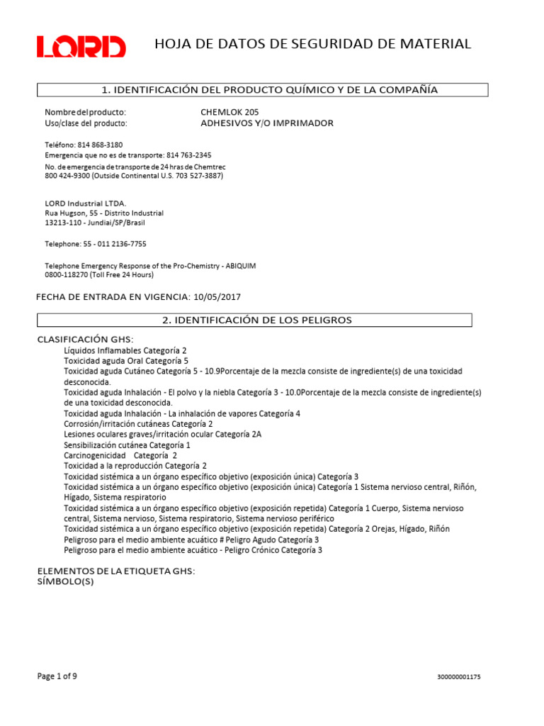 24. CHEMLOK 205_10052017 | PDF | Agua | Cáncer