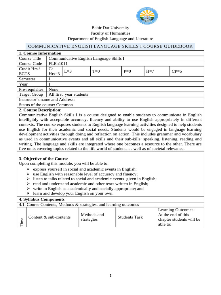 Communicative English Skills I Guide | PDF | English Language | Reading ...