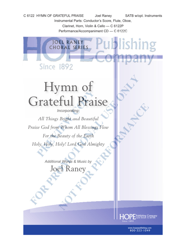 Hymn of Grateful Praise - Joel Raney | PDF