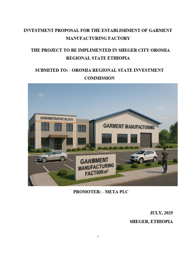 Project Proposal (Business Plan) For Garment Factory Burayu, Sheger ...