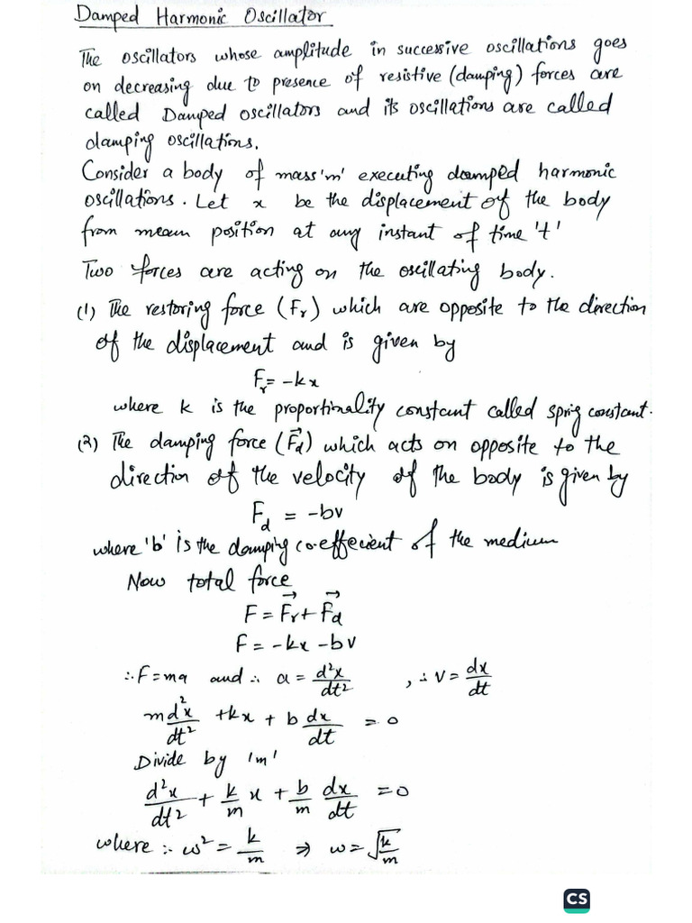 Damped Harmonic Oscillator | PDF
