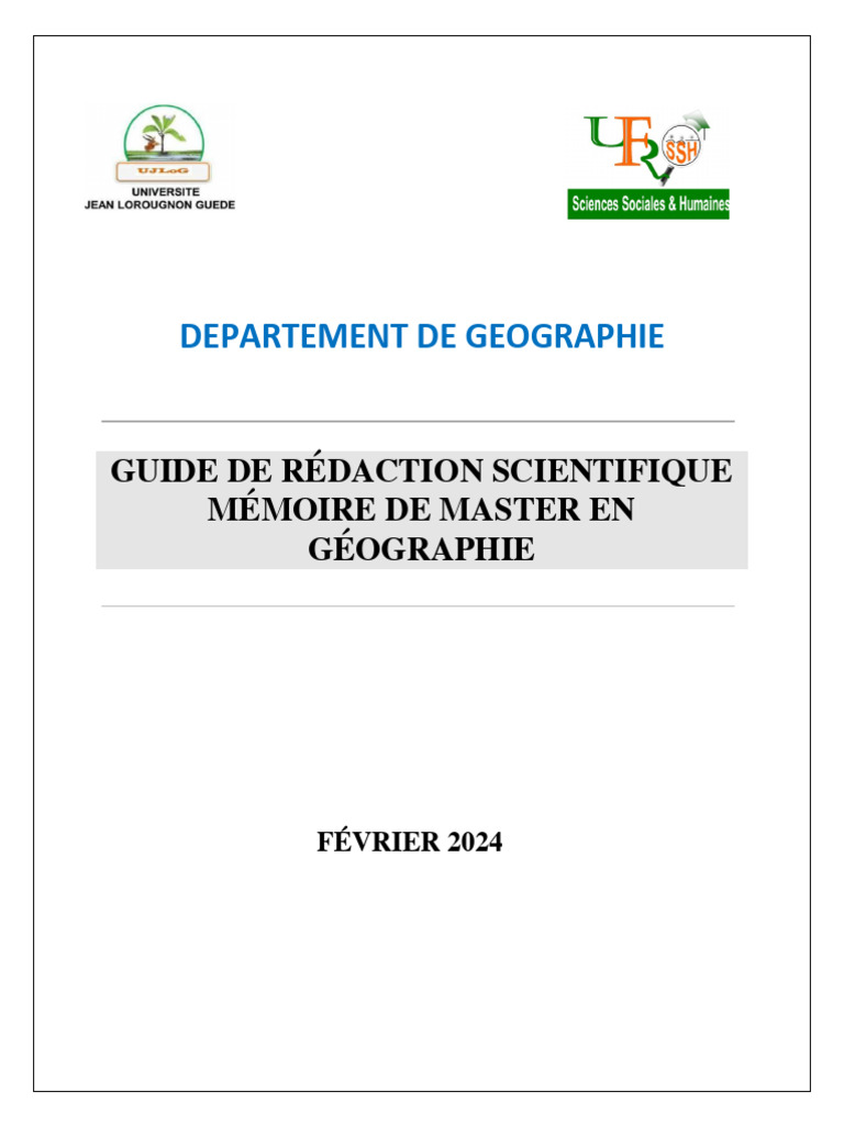 Guide de Rédaction pour Mémoire de Master PDF Géographie Études — free download