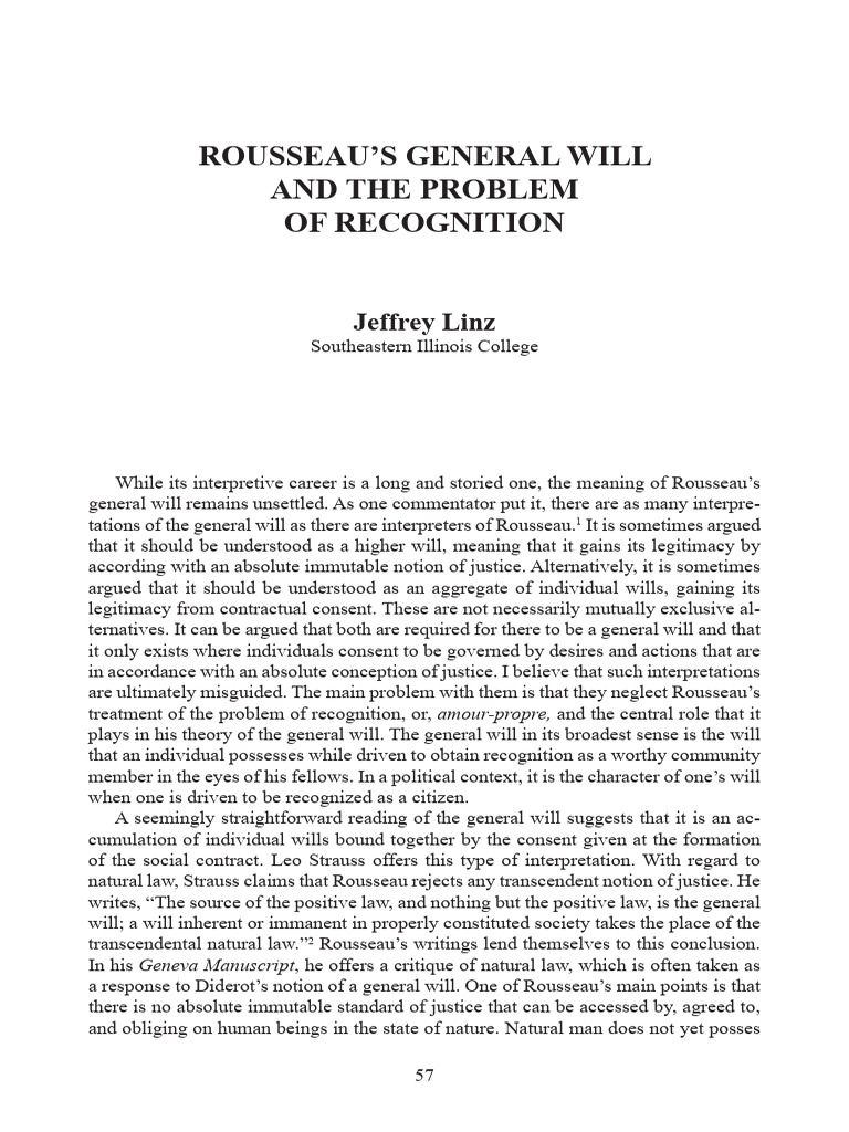 Article Rousseaus General Will and the Problem o 40214 (1) | PDF | Jean ...