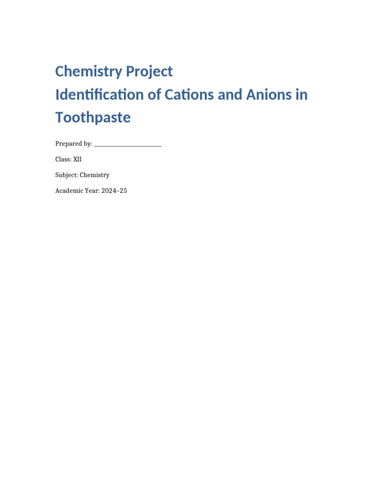 Toothpaste Ion Analysis Project | PDF | Precipitation (Chemistry ...