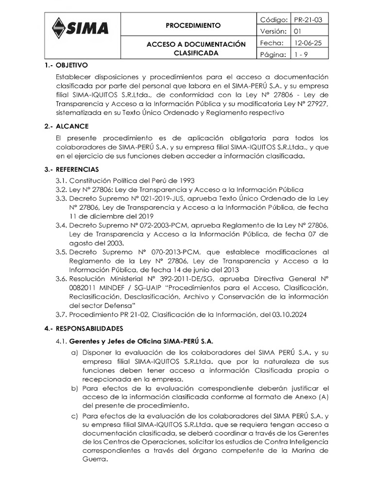 Sima: Procedimiento | PDF | Autenticación | Control de acceso