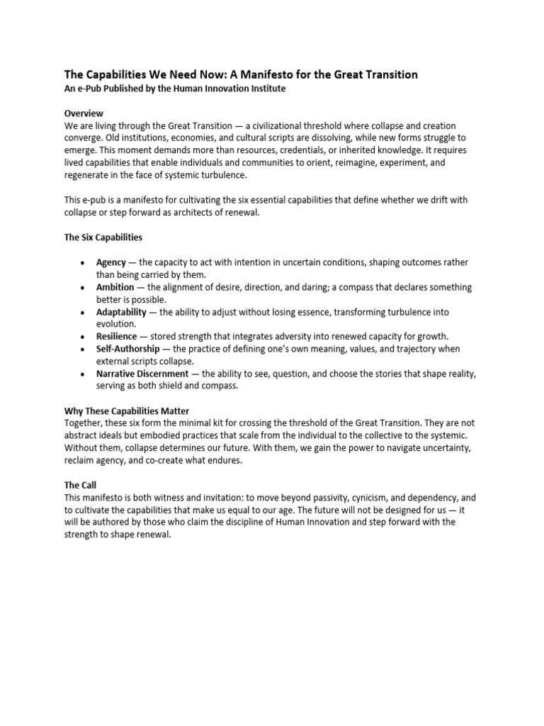 Capabilites E-Pub Overview and Outline | PDF | Psychological Resilience ...
