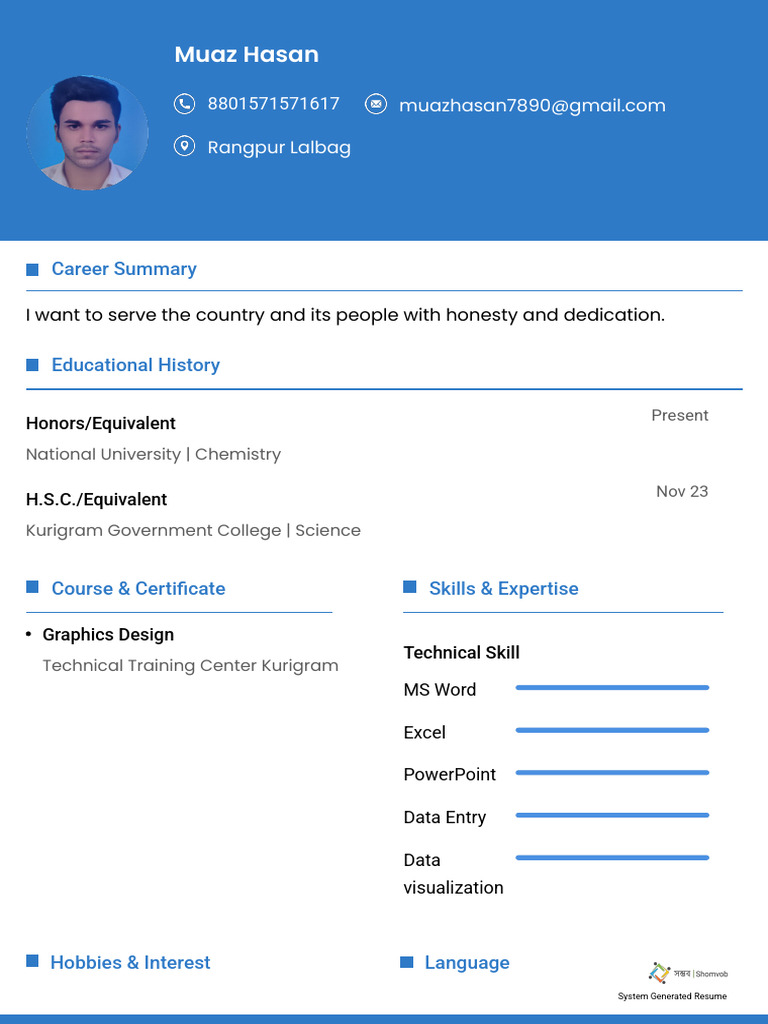 Muaz Hasan's Professional Resume | PDF