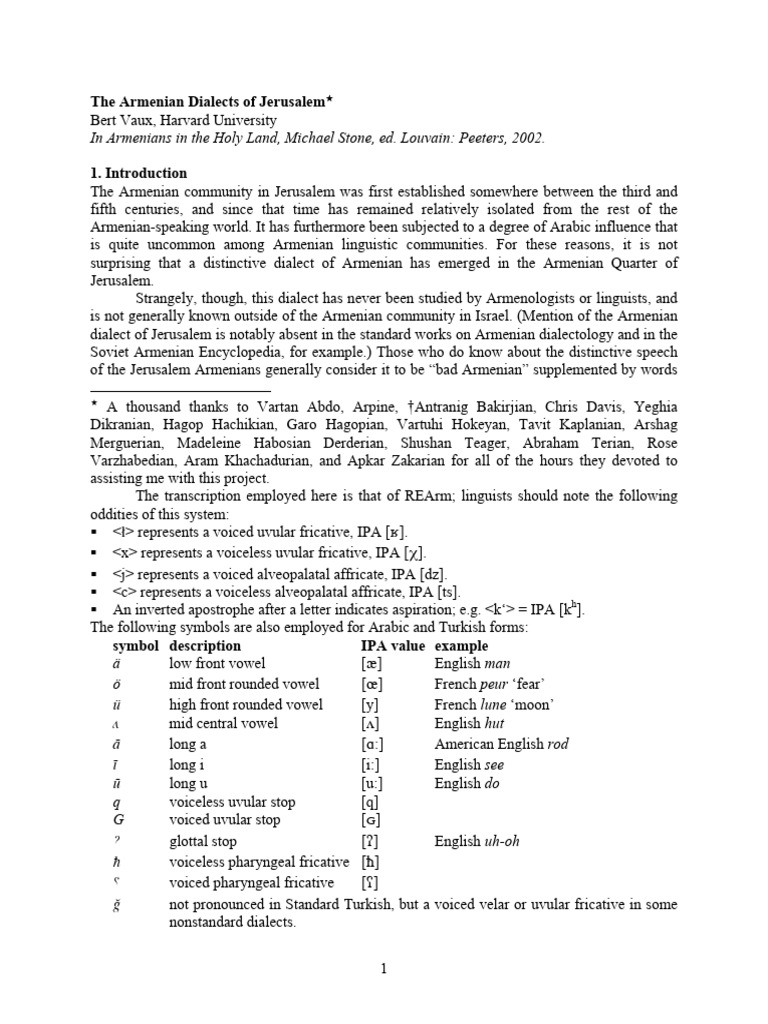 Armenian Dialects in Jerusalem | PDF | Arabic | Hebrew Language