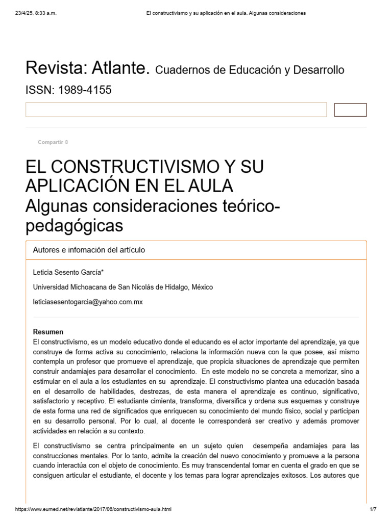 Aplicación del Constructivismo en el Aula | PDF | Constructivismo ...