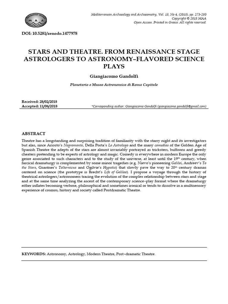 Stars and Theatre From Renaissance Stage | PDF | Astrology
