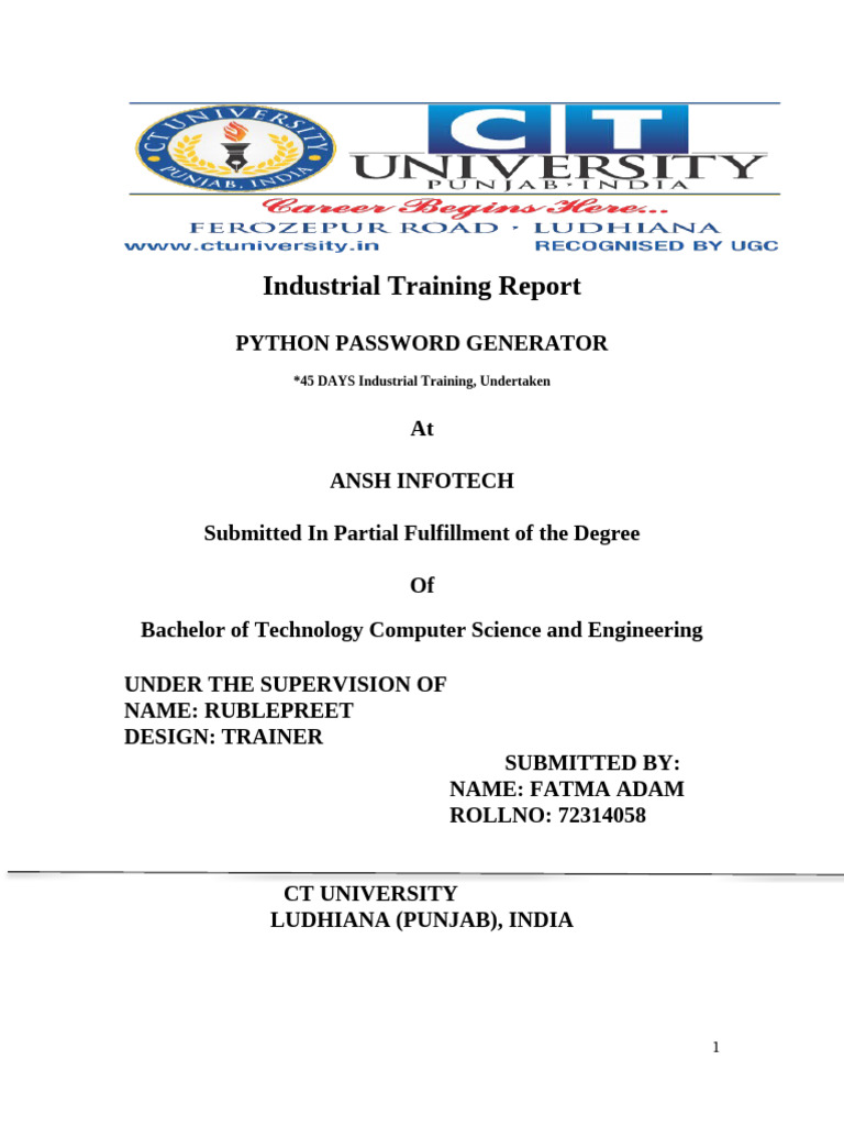 Python Password Generator Training Report | PDF | Computer Programming ...