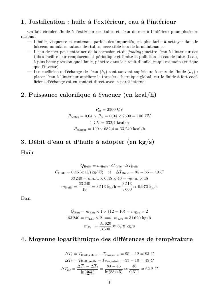 Échangeurs de chaleur : calculs et analyses | PDF | Génie chimique ...