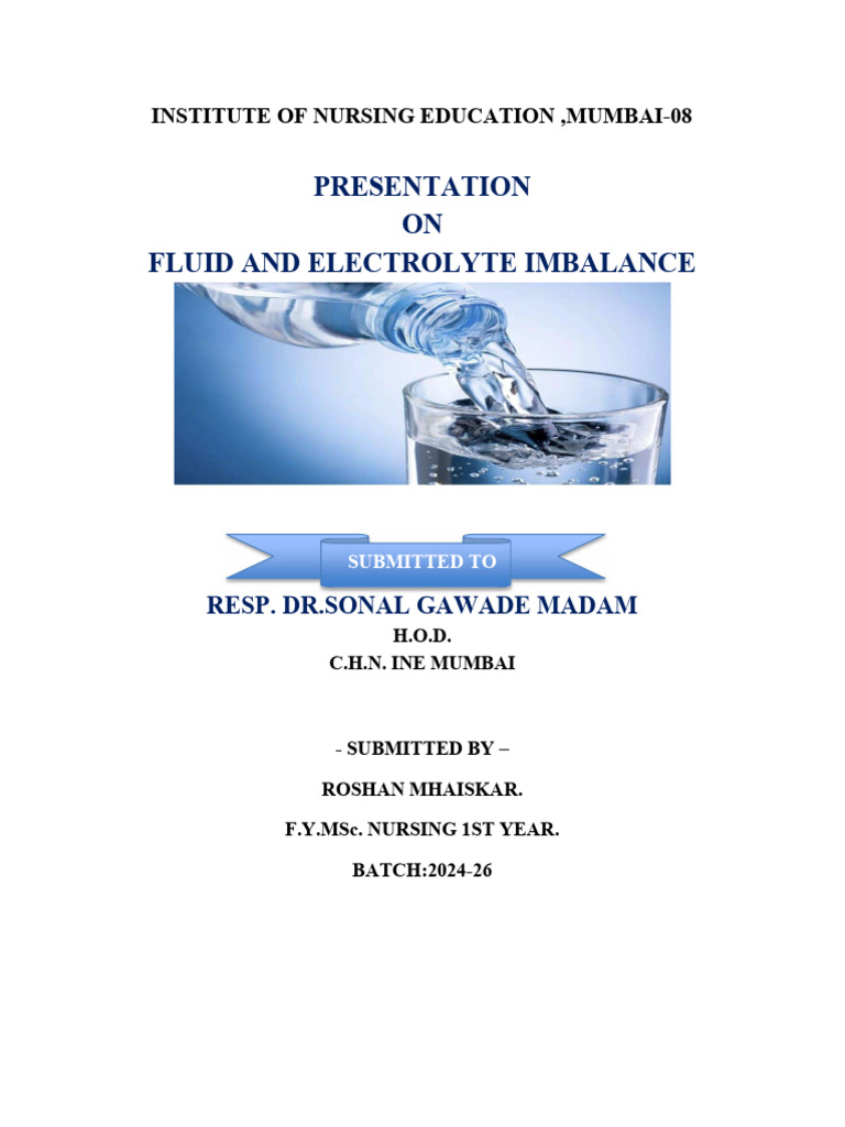 Fluid and Electrolyte Imbalance Overview | PDF | Electrolyte | Potassium