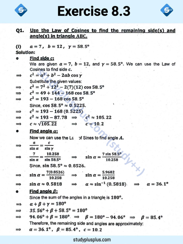 10 Maths Ex 8.3 | PDF