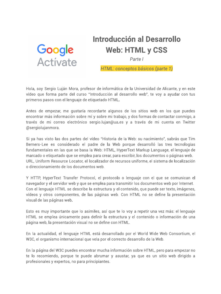 HTML Conceptos Básicos (Parte 1) | PDF